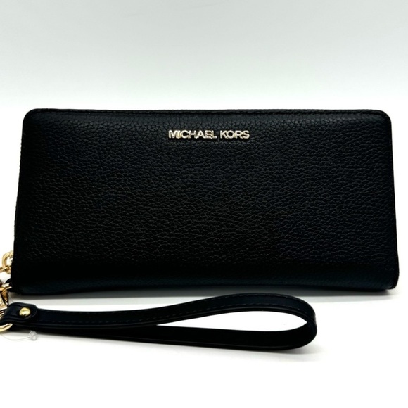 Michael Kors Large Continental Wallet Black/Gold - Picture 1 of 8